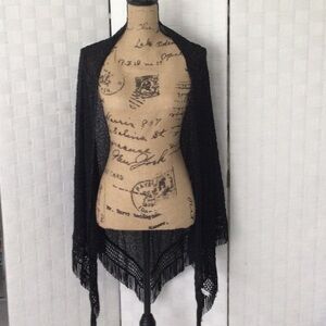 Women’s Vintage Beaded Black By Scala 1980’s polyester size 80”x38”. #229